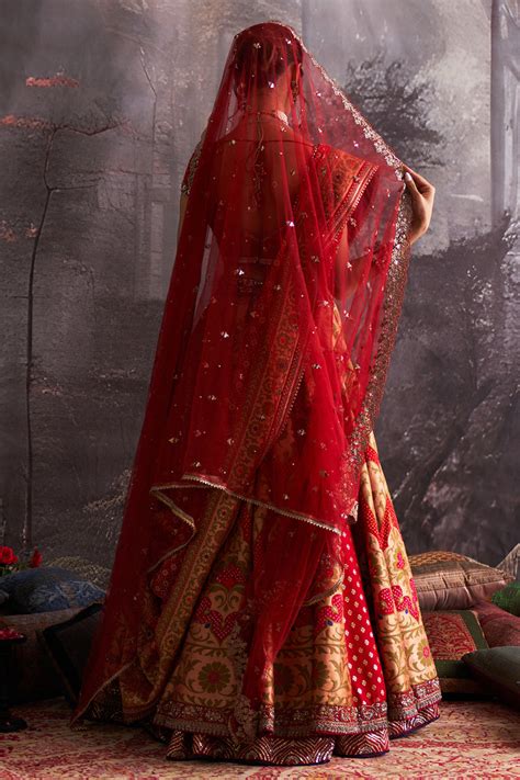 RED BANDHANI EMBROIDERED LEHENGA & DUPATTA ( 2 PCS) – Anju Modi