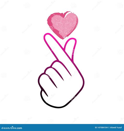 Korean Finger Heart `I Love You` Hangul Vector Illustration. Korean ...