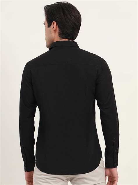 Greenfibre Black Solid Slim Fit Casual Shirt | Versatile Style ...