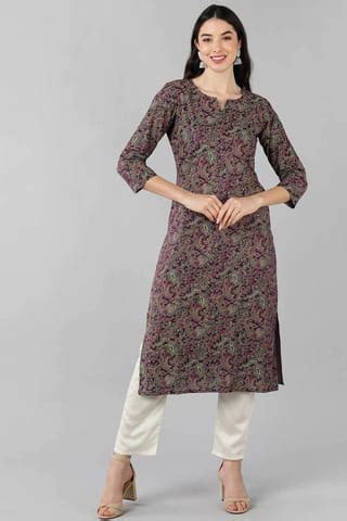 Purple Cotton Straight Kurta VCK8543