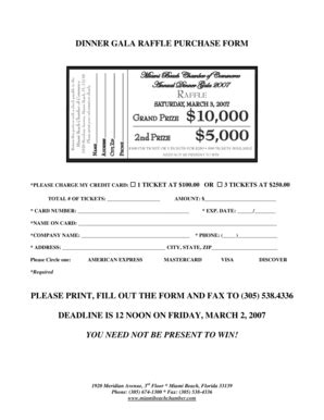 Fillable Online Dinner gala raffle purchase form please print, fill out ...