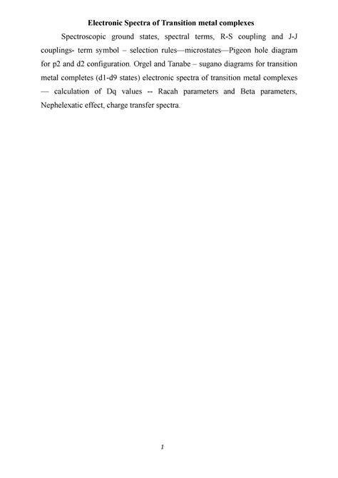 Electronic spectra of Transition Metal Complexes - Electronic Spectra ...