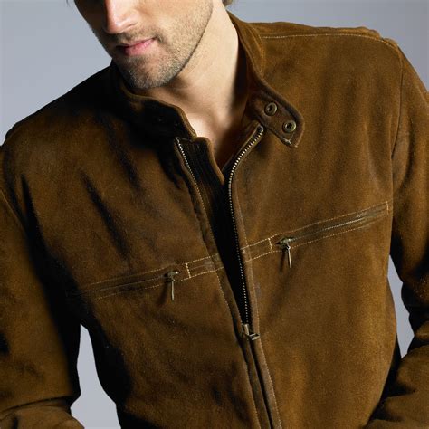 J.Crew Suede Racer Jacket in Brown for Men - Lyst