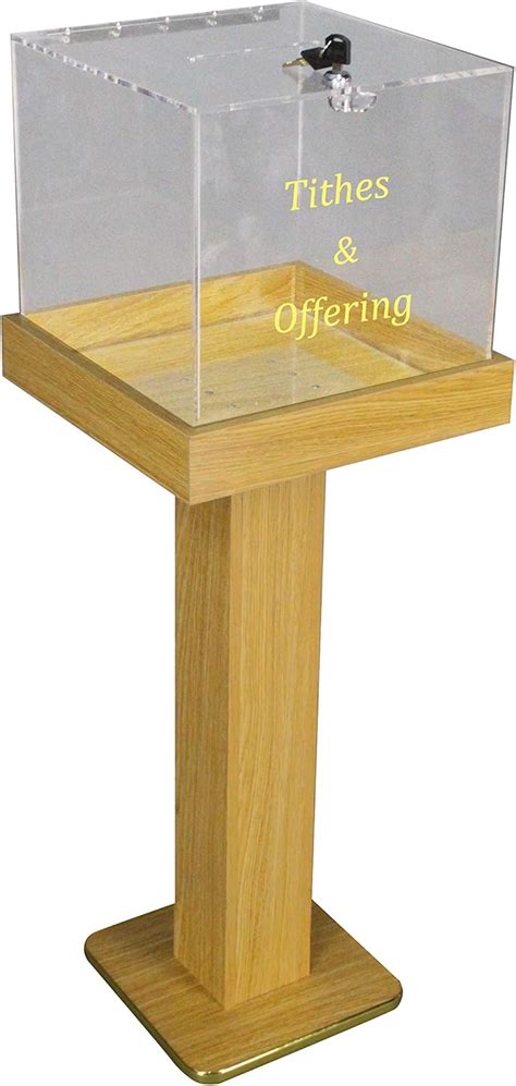 Buy FixtureDisplays® Wood Acrylic Large Floor Standing Tithing Box ...