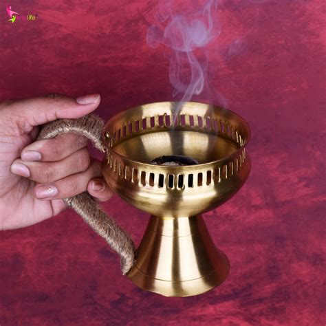 Brass Dhupiya with Jute Handle | Handcrafted Dhoop Burner for Pooja ...