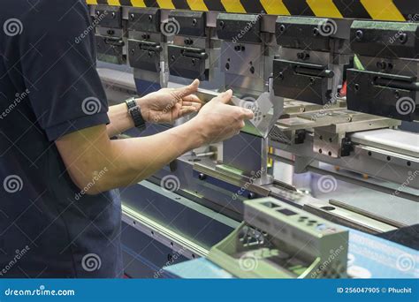 The Skill Operator Working with Hydraulic Press Brake Bending Machine Stock Image - Image of ...