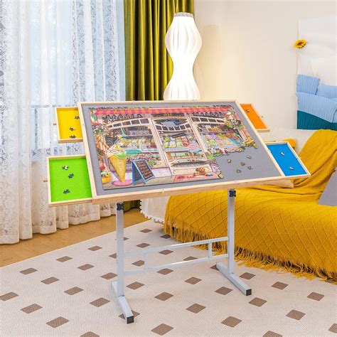 Amazon.com: Puzzle Table with Drawers and Legs Height Tilting ...