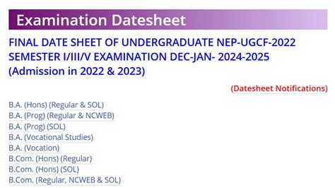 DU SOL Exam Date Sheet 2025 Released At exam.du.ac.in; Download Subject ...