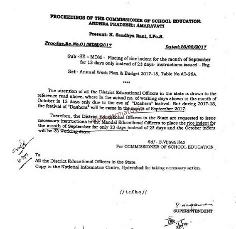 MDM - Placing of rice indent for September - instructions - Rc.No.01 ...