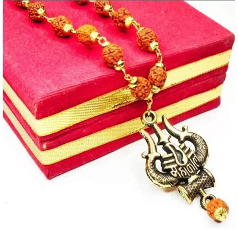 Third Eye shiv Big Trishul Rudraksha Mala With Panchmukhi Original ...