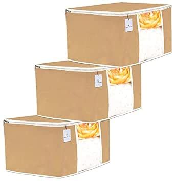 Kuber Industries Exclusive 3 Piece Non Woven Underbed Storage Bag ...
