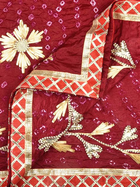 Maroon Bandhini Dupatta ,Gotta Patti Work dupatta, bandhini dupatta ...