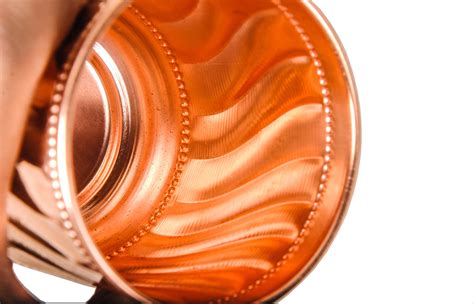 SHIV SHAKTI ARTS Copper Glass Tumbler Cup Wave Shaped with Brass Base