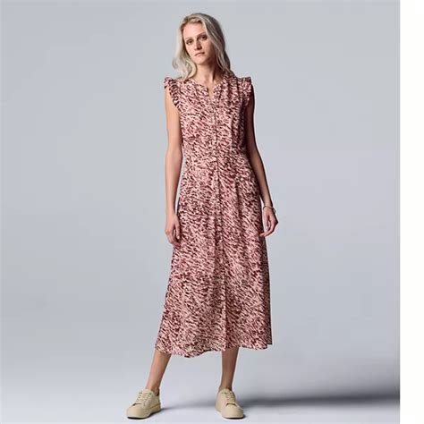 Women's Simply Vera Vera Wang Ruffle Sleeve Midi Dress