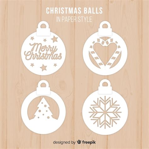 Lovely christmas ball collection with paper style | Free Vector