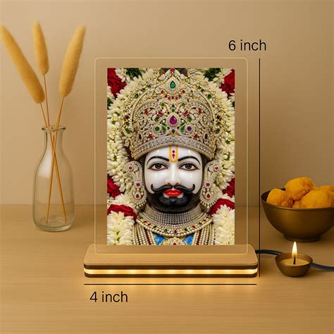 Khatu Shyam Ji Table Top with Golden Glow Light | 4×6 inch | Acrylic ...