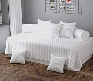 HOMYBEES® 210 TC Cotton Satin Glace Stripes Diwan Set Covers Set of 8 ...