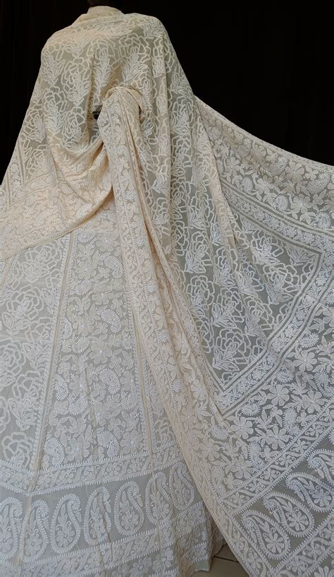 Ruhani Cream Allover Fine Chikankari Lehenga Set