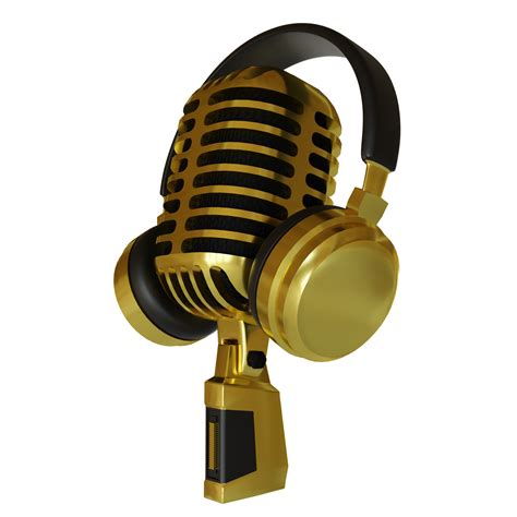 transmisión de micrófono dorado o elemento de representación 3d de ...