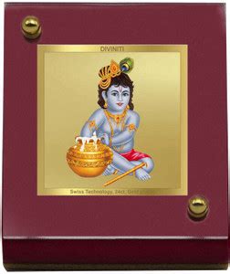 DIVINITI 24K Gold Plated Bal Gopal Photo Frame For Car Dashboard, Table ...