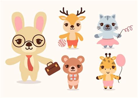 Bundle di simpatici personaggi dei cartoni animati animali collezione ...