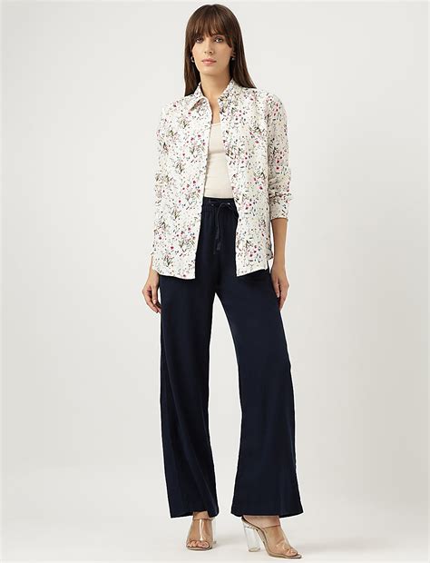 Buy Pure Linen Floral Print Spread Collar Shirt at Marks & Spencer
