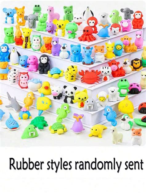 30/15 Peças Conjunto Aleatório de Borrachas com Animais para Escritório ...