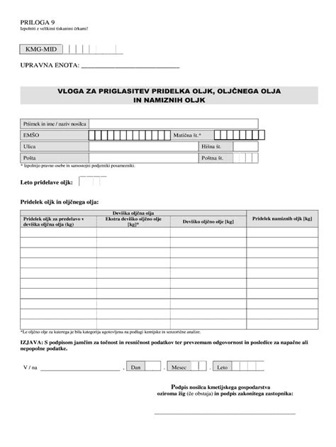 Fillable Online VLOGA ZA PRIGLASITEV PRIDELKA OLJK, OLJNEGA OLJA Fax ...