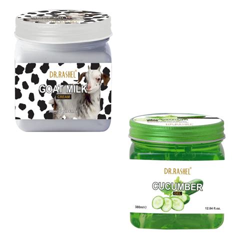 DR.RASHEL Goat Milk Cream & Cucumber Gel For Face & Body (380 Ml Each ...