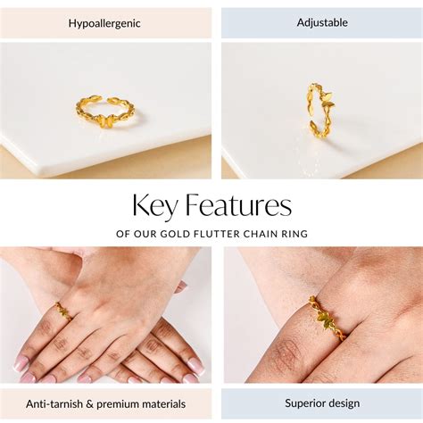 Ring Online - Premium Gold Flutter Chain Ring | Nestasia