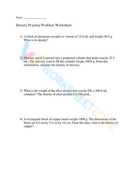 Image result for Density Practice Problems