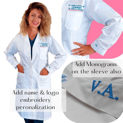 Lab Coat, Personalized Medical Lab Coats, Custom Embroidered White Sci ...