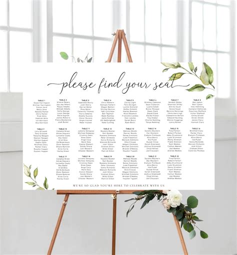Seating Chart For Wedding Template - Alberguepankotsi