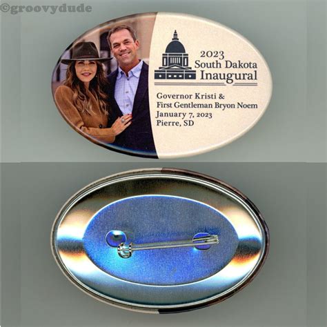 Kristi & Bryon Noem 2023 South Dakota Governor Inaugural SD Pin Pinback ...