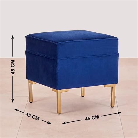 Buy Velvetica Fabric Ottoman - Blue from Home Centre at just INR 2495.0