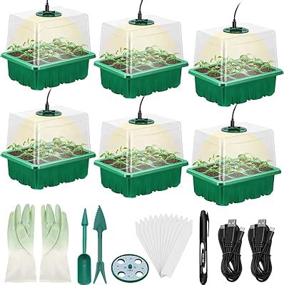 Lunies 6 Packs Seed Starter Tray with Grow Light, India | Ubuy