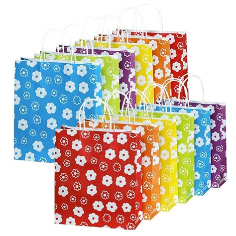 OmForIndia 10x12x4 inch, Floral Pattern Color Paper bags for Return ...