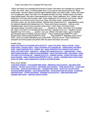 Fillable Online itonf Player Information Form Template PDF ...