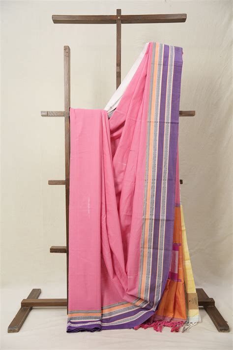 Pink Cotton Ilkal Saree With Gayatri Border - SRPCIS850 - Sayali ...