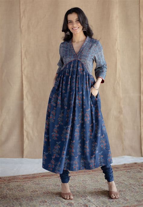 Indian Ethnic Women's Miral Indigo Solid Slub Cotton Churidar – THE ...