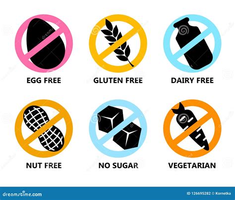 Soy, Gluten, Dairy Free. Set Of Signs. Cartoon Vector | CartoonDealer ...
