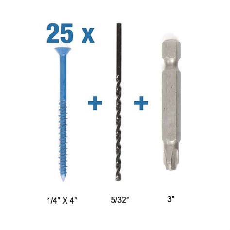 CobraTap Pack of 25 Concrete Screws Flat Head 1/4 in x 4 in Drill Bite ...