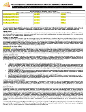 Fillable Online Participant Agreement, Release and Assumption of Risk ...