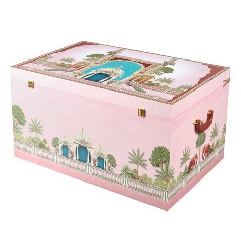 Bridal Lehenga Box Pichwai Print with Free Name Customisation Blue ...