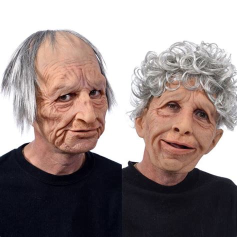 Buy Old Man Mask Latex Halloween Cosplay Party Realistic Full Face ...