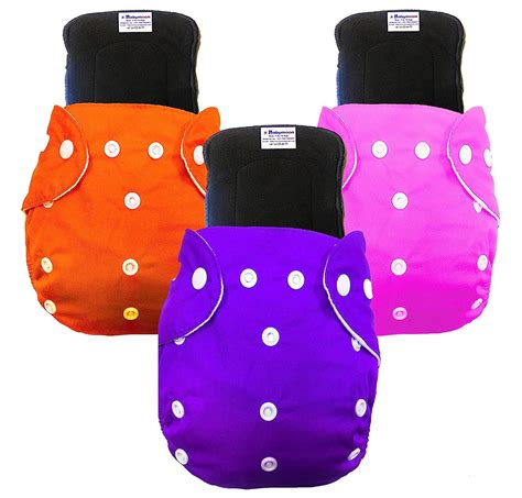 Babymoon Free Size Reusable 3 Cloth Diaper with 3 Grey Insert - Pack of ...