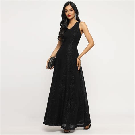Buy Black Sleeveless Shimmer Gown from The Ulluu at best price