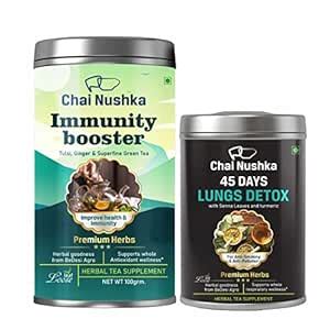 Chai Nushka Immunity Booster Green Tea And Lung Detox Tea Combo | 100gm ...