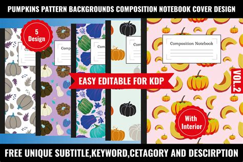 Pumpkins Pattern Composition Notebook Graphic by mstmahfuzakhatunshilpe · Creative Fabrica