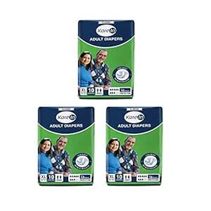 Kare Med Adult Diapers extra large 30 Count, Waist Size 127cm-165cm (50 ...